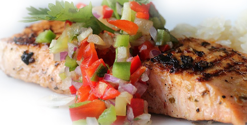 Salmon with Red Pepper Salsa